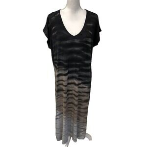 River + Sky Maxi Dress Womens Large Black Tie Dye Short Sleeve Casual Hippie